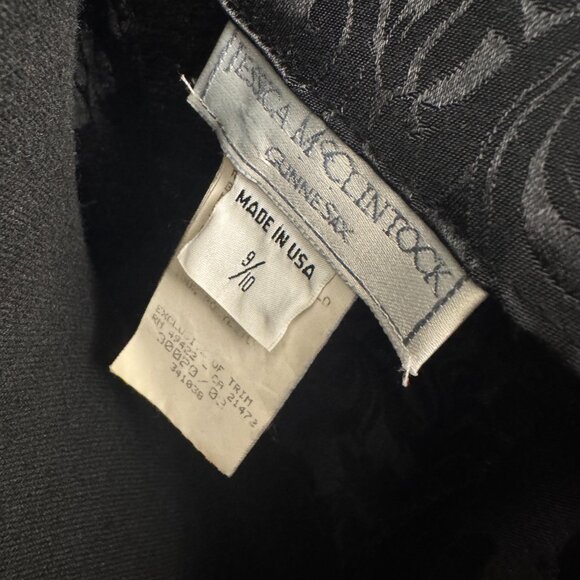 Vintage 90s Jessica McClintock Halter Mini Dress | Black Brocade Cocktail Dress - Picture 8 of 8